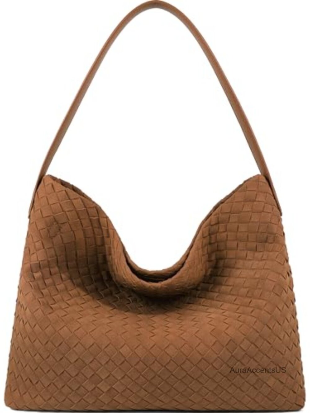 Vegan Suede Hobo Tote Top Handle Shoulder Bag with Clutch